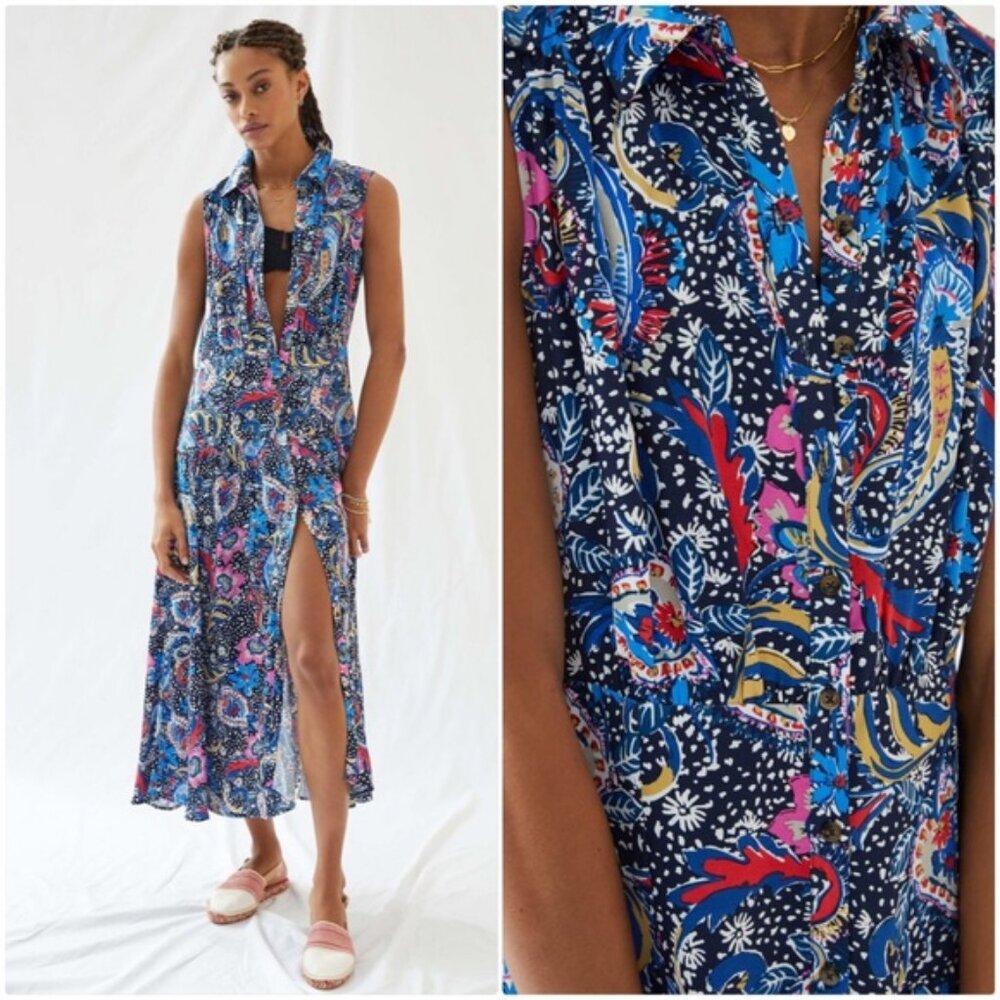 Maeve By Anthropologie Whimsical Maxi Dress Paisley Print Women's Size 6P